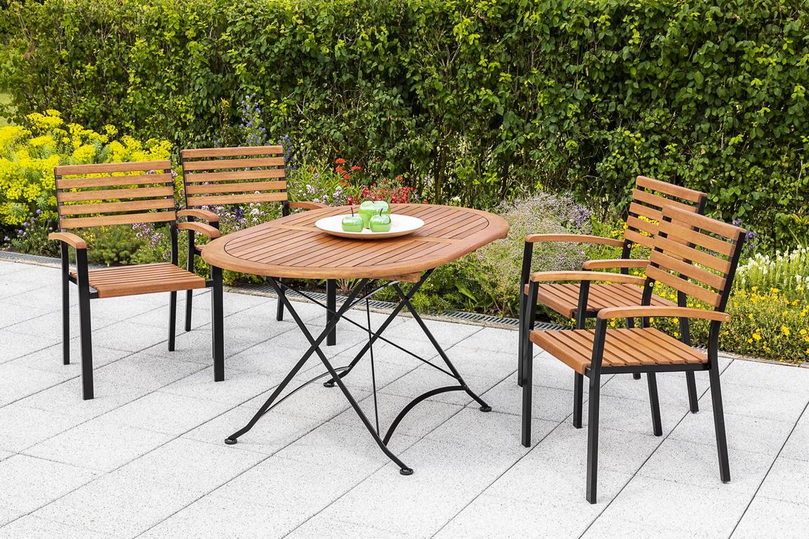 MERXXHANDELS Schlossgarten Set 5tlg 4 Sessel Tisch ov 140x90cm 16909238