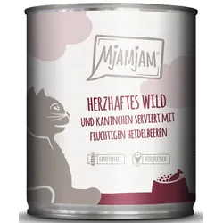 MjAMjAM herzhaftes Wild & Kaninchen an fruchtigen Heidelbeeren 6x800 g