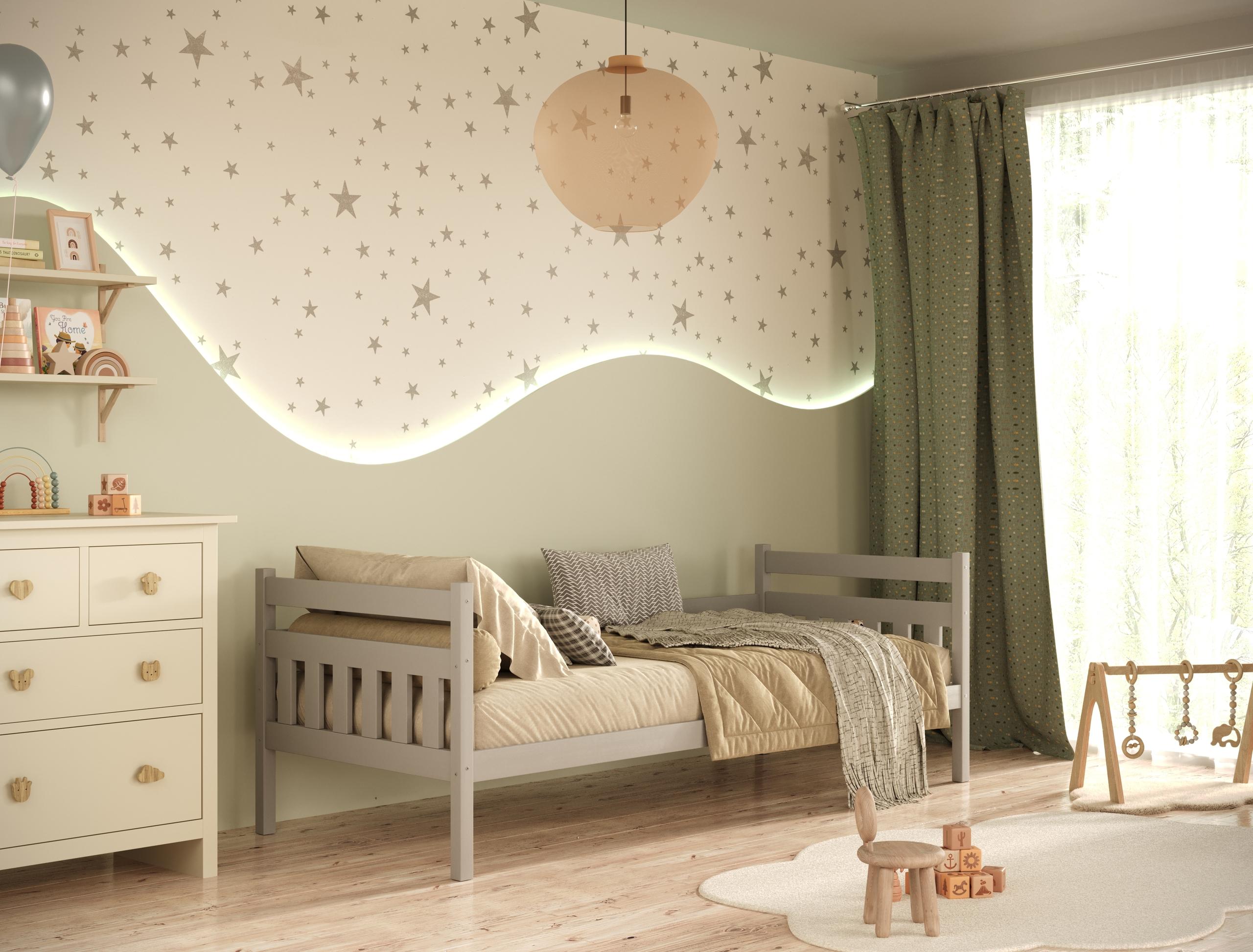 Kinderbett Dawid mit Matratze Grau 90/180 | Jugendbett