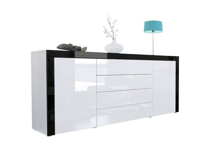 SIDEBOARD La Paz Weiß Hochglanz / Schwarz Hochglanz