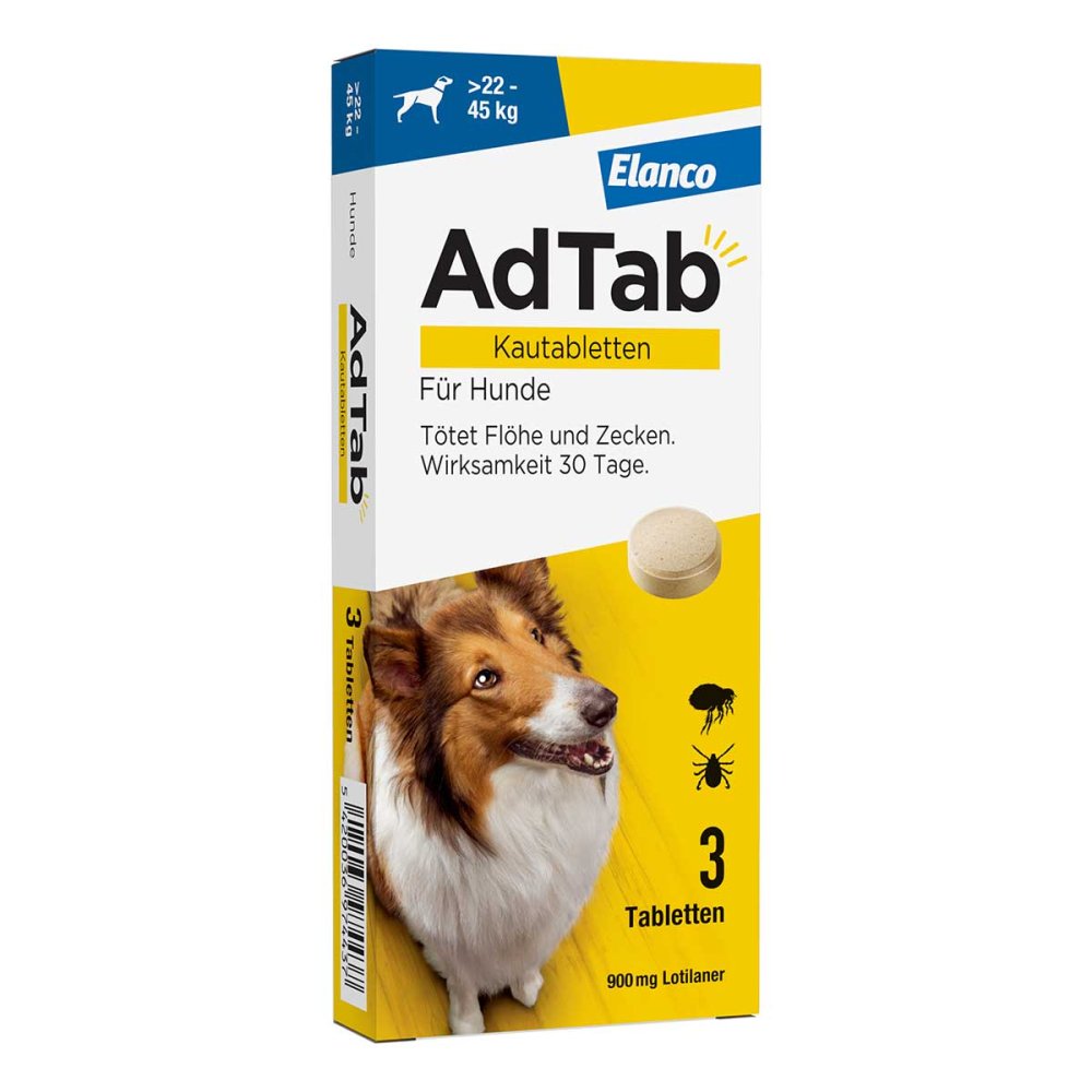 Elanco Deutschland GmbH AdTab Hund 22 - 45 kg Kautablette gegen Zecken und Flöhe 18752692