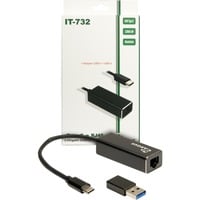 USB Adapter Argus IT-732, USB-C Stecker > RJ-45 Buchse schwarz, 10/100/1.000/2.500 Mbit/s