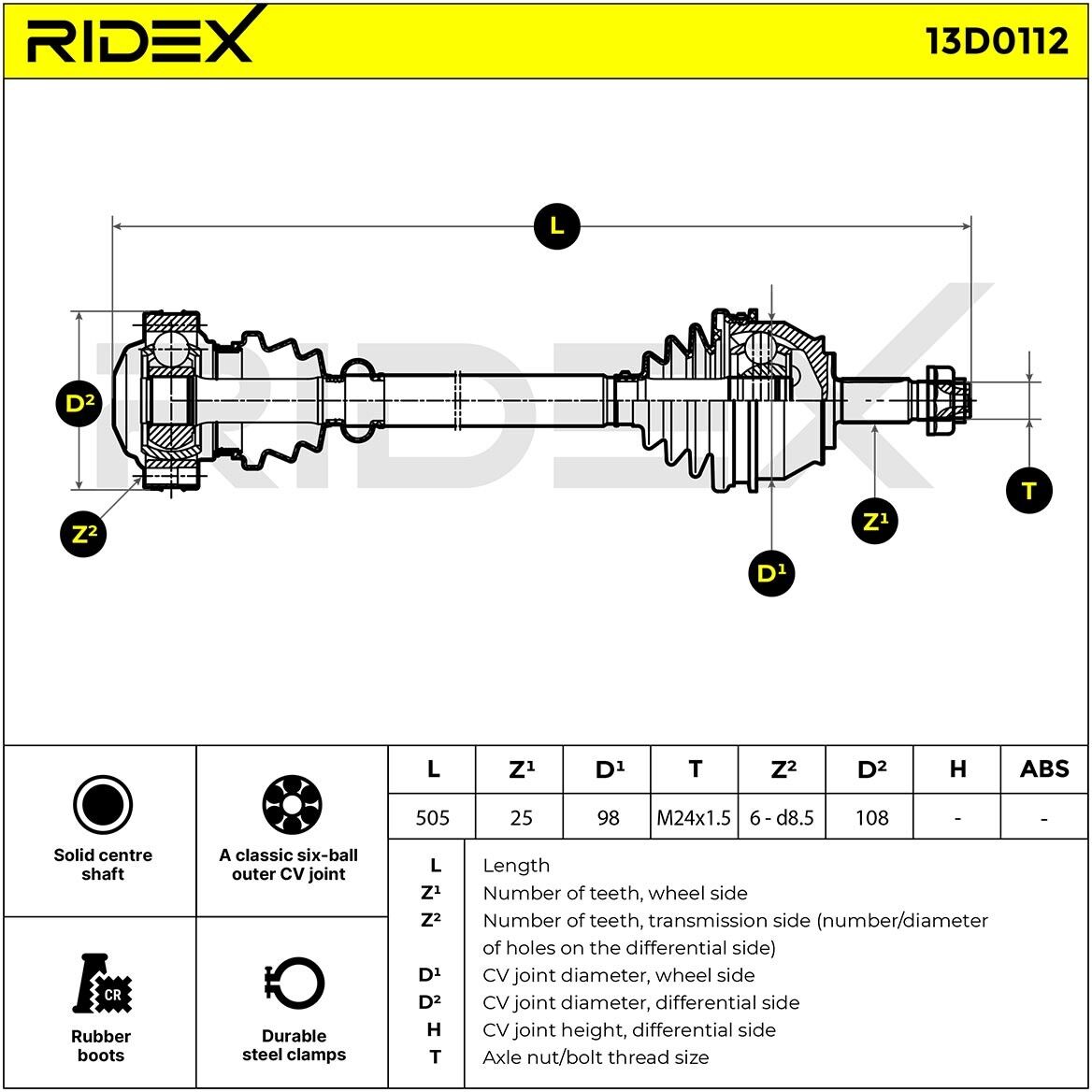 RIDEX 13D0112 Drive shaft