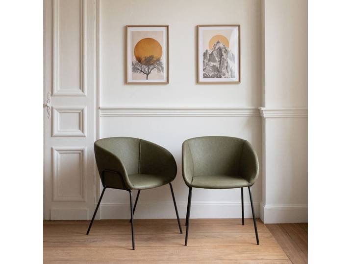 Lot de 2 chaises en simili vert ANDRÉ