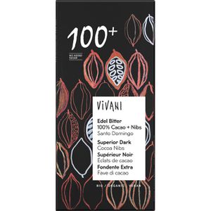 Vivani Tafelschokolade Edel Bitter 100+, BIO, 100% Kakaogehalt, 80g