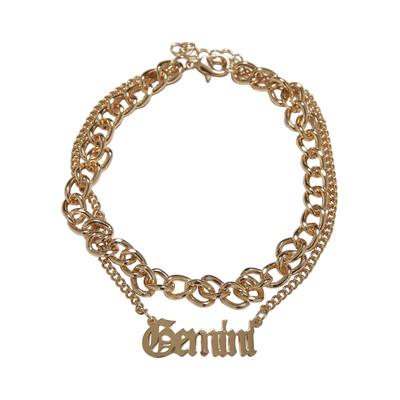 Fußkette URBAN CLASSICS "Urban Classics Unisex Zodiac Golden Anklet" Gr. S, gold (gemini), Halsketten, Damen, S/M, Edelstahl Metall, Edelstahl, Metall