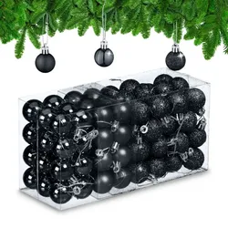 Relaxdays Weihnachtskugeln im 96er Set Schwarz,Silber