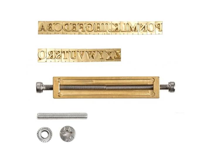 VEVOR Lettres Marquage à Chaud en Lation\, Jeu de 26 Lettres A-Z Flexibles Compatible avec Machine de Marquage VEVOR\, Outils d'Estampage Alphabet avec Clé Hexagonale\, Écrou\, Vis\, Support et Pince