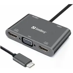 Sandberg USB-C-Dock (USB-C, 1 Port), Dockingstation + USB Hub, Grau