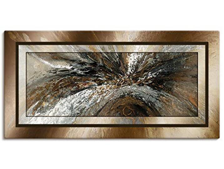 ARTLAND Wanddeko Leinwand Bilder Wandbild 100x50 cm Abstrakte Kunst Geometrie Modern Abstrakt Kreativ Kupfer T9PD