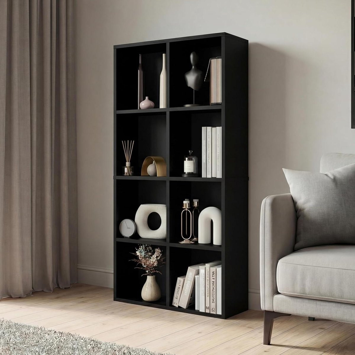 Cube Boekenkast met 8 vakken - Zwart