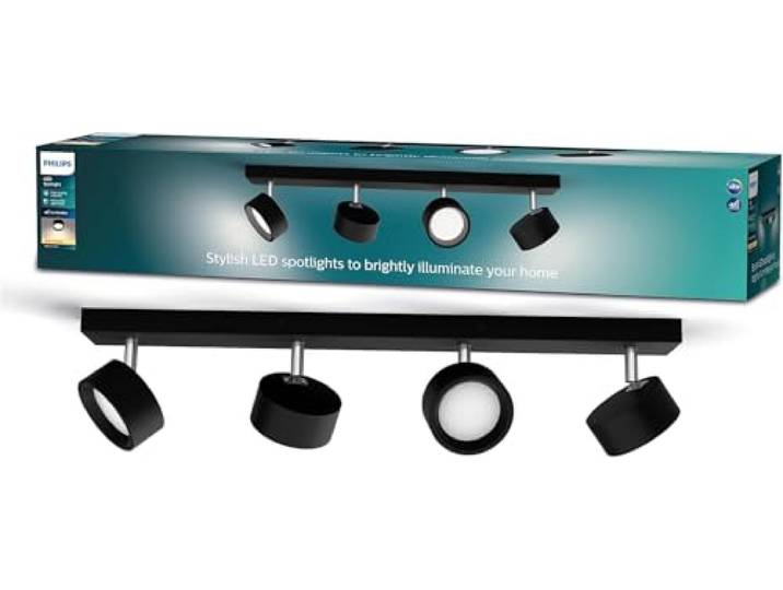 Philips\, spot Bracia 4x5.5W\, blanc chaud 2700K\, Noir