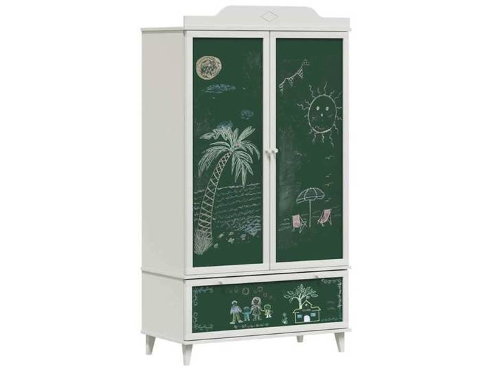 Armoire tableau noir - - 90x45x165 cm - Blanc - Bois d'ingénierie - Finition tableau noir