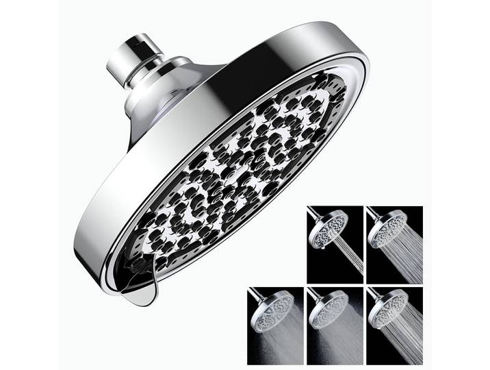 Kopfbrause Regendusche 6 Zoll, 5 Duschmodi, Hochdruck, Wassersparend, Verstellbar, G1/2\ Chrom