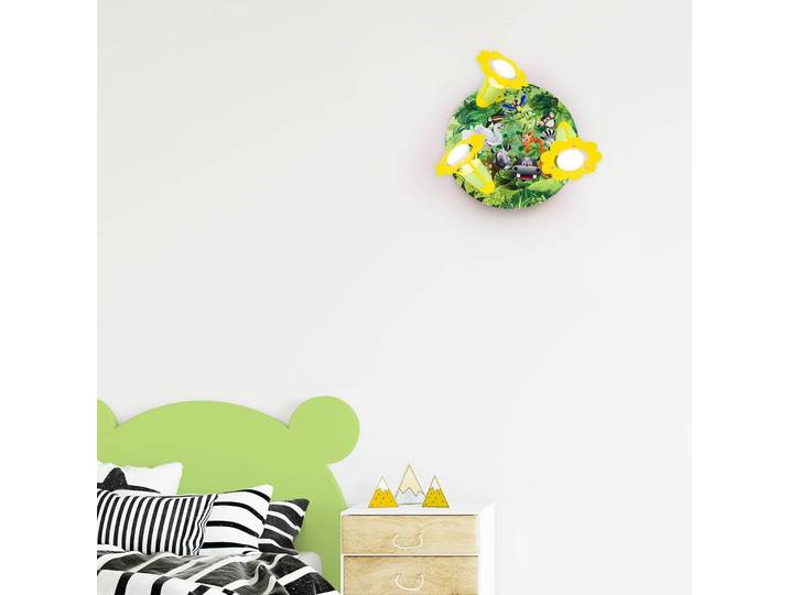 Elobra Wandleuchte Rondell Wildnis Wildnis, dimmbar, grün, für Kinderzimmer, Holz