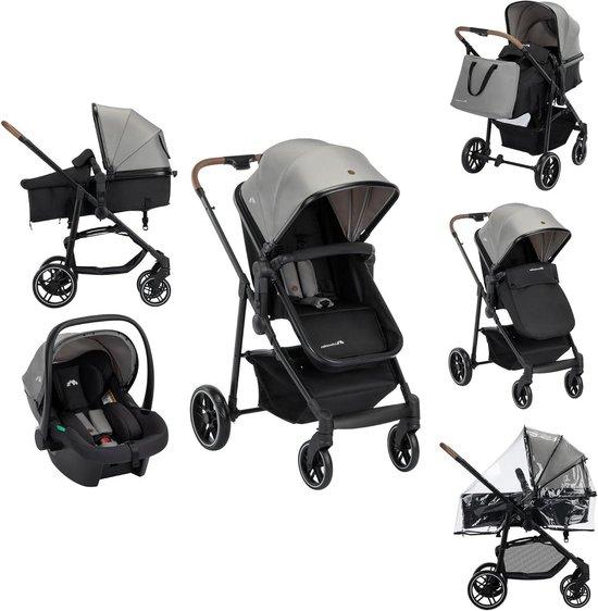 3-in-1 Kinderwagen-Set - Kombi-Kinderwagen, Reisebett - Transport für Babys - Autositze nach i-Size-Norm - bis 22 kg - Grau