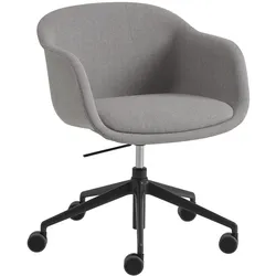 Muuto Fiber Conference Armchair, swivel base mit Rollen, re-wool 108 / schwarz