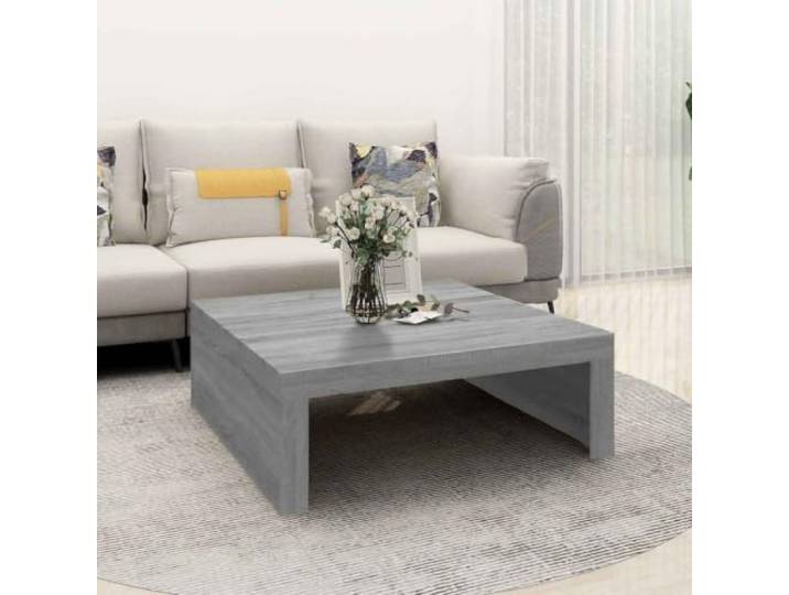 HEFZGDB Couchtisch Grau Sonoma 100x100x35 cm Holzwerkstoff Beistelltisch mit Stabiler Tischplatte für Wohnzimmer, Zeitloses Design und minimalistischer Look, langlebiges Möbelstück