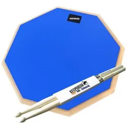 keepdrum DP-BL12 Drum Practice Pad Blau 12 mit Drumsticks, Schlagzeug Zubehör, Blau
