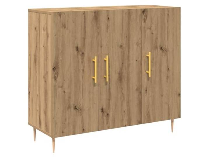 Sideboard Artisan-Eiche 90 x 34 x 80 cm Holzwerkstoff mit Türen 90x34x80 cm, Artisan-Eiche, Holzwerkstoff, Scharniertüren, kegelförmige Beine, Mid-Century-Stil