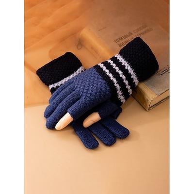 Herren-Strickhandschuhe aus Polyester für Touchscreens – Zwei-Finger-Design, in verschiedenen Farben erhältlich, perfekt für Winter und Outdoor-Aktivitäten