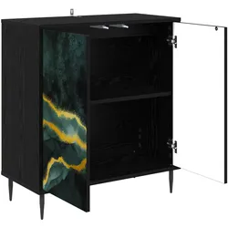 vidaXL, Kommode + Sideboard, Sideboard WIJHE Schwarz Eichen-Optik 69 x 33 x 76 cm (33 x 69 x 76 cm)