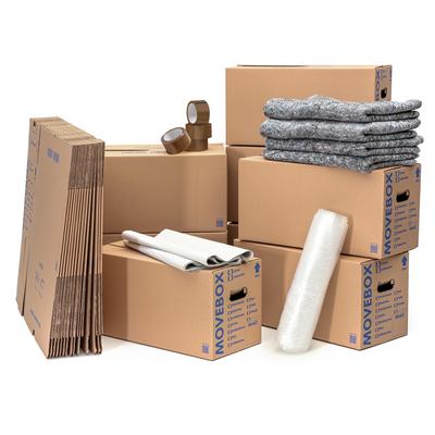 KK Verpackungen Umzugsset 2-3 Zimmer Wohnung Umzugskartons Packseide Luftpolsterfolie Klebeband Umzugsdecken