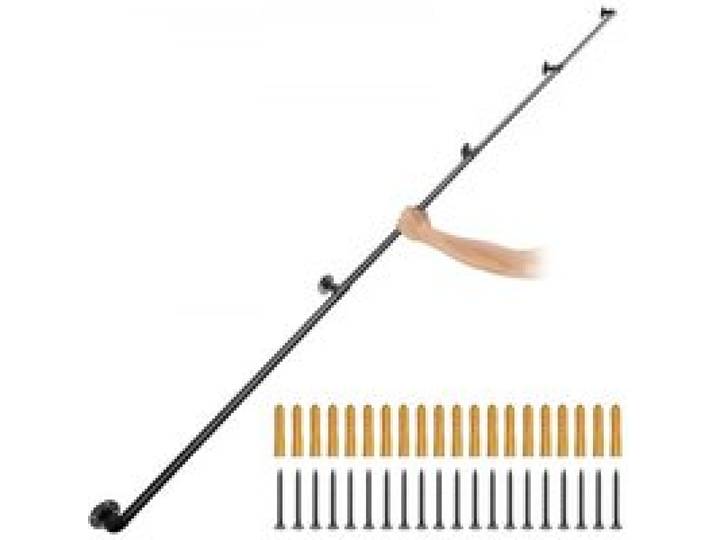 VEVOR 4x Retro Wasserrohr Handlauf 396cm Industrieller Geländer Schutzbügel ​Kohlenstoffstahl Matt 5x Wandhalterungen Handlauf Rustikal 1,5mm Rohrstärke 200kg Traglast ​für Handläufe im Außen-/Innen