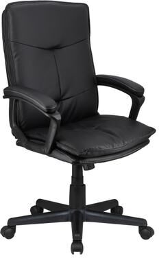 Elama High Back Tufted Faux Leather Adjustable Office Chair in Black