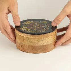 Round Enamelled Box  - Compass of Life