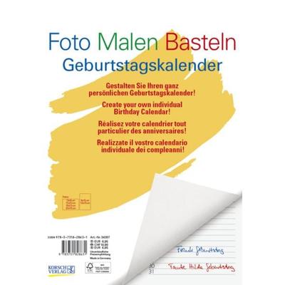 Foto-Malen-Basteln Bastelkalender A4 weiß Geburtstagskalender