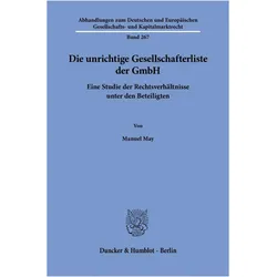 Die unrichtige Gesellschafterliste der GmbH, Fachbücher von Manuel May