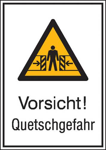 Warn-Kombischild Vorsicht! Quetschgefahr Aluminium (B x H) 262mm x 371mm ISO 7010 1St.