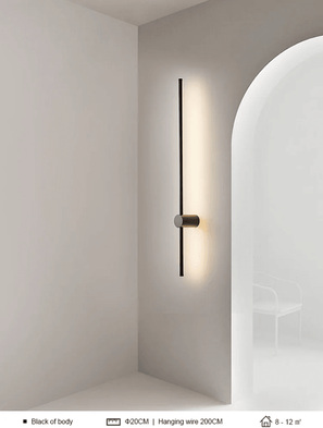 Inspire Essentials Modern LED Long Wall Light Minimalist Black Bedside Sconce 6 dimming With Rc