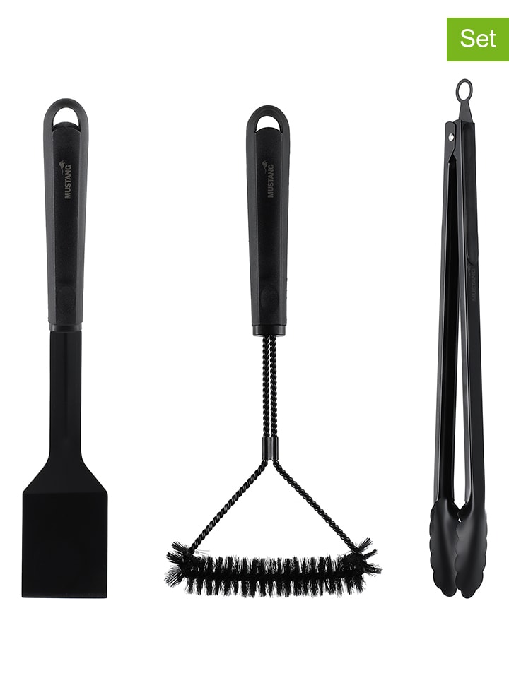 Mustang. 3tlg. Grillbesteck-Set in Schwarz - (H)40 cm - onesize