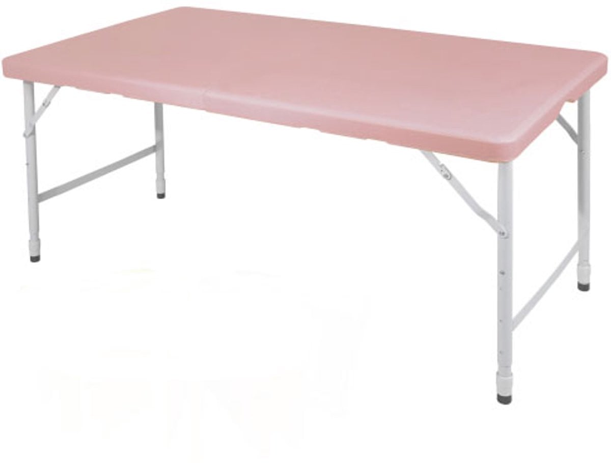 Multifunctionele verstelbare vouwtafel in het roze voor camping en picknick, B/D/H: 125 x 61 x 58-74 cm