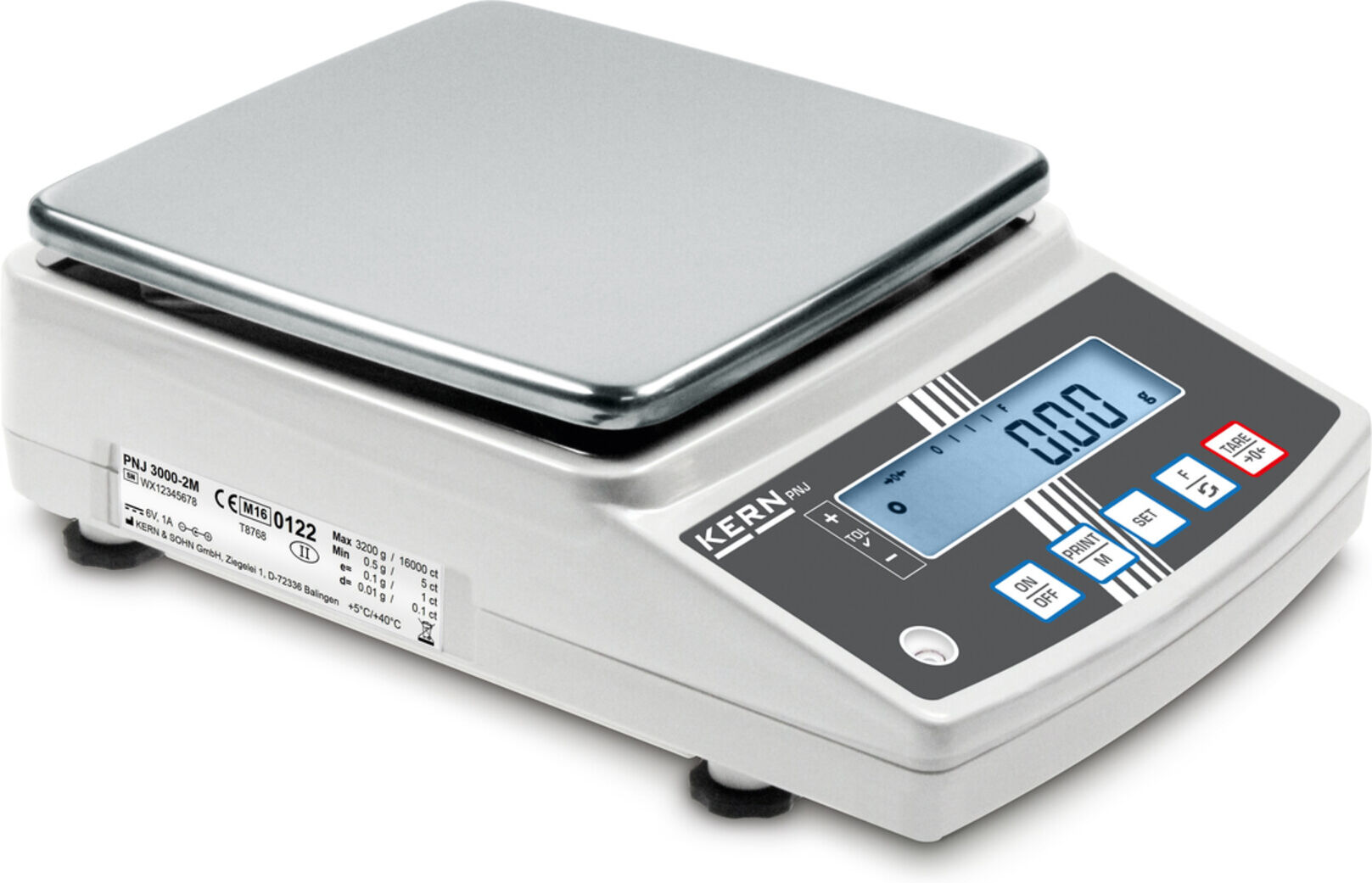Kern Präzisionswaage PNS 12000-1+C kalibriert, Max = 12000 g, d = 0,1 g ; KERN & Sohn)
