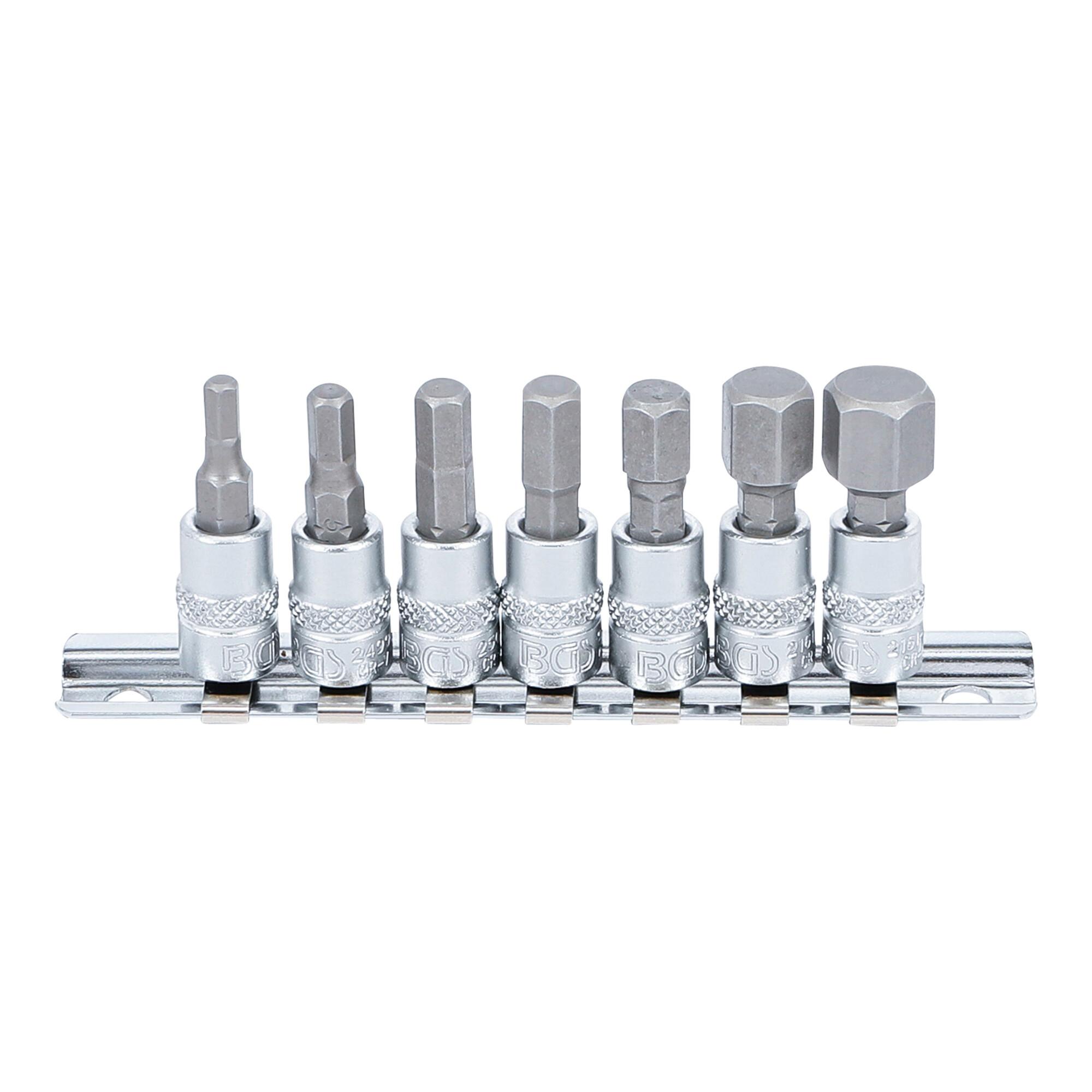 BGS Bit-Einsatz-Satz Antrieb Innenvierkant 6,3 mm Innensechskant 4 - 12 mm 7-tlg. ; BGS technic (2161)