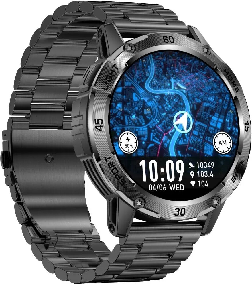 INF Multifunktionale Smartwatch mit Herzfrequenz- und Blutsauerstoffmessung kompatibel mit Huawei, Samsung, APPLE, Garmin Schwarz