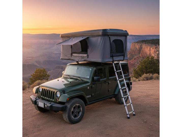 Tente de toit rigide, capacité 2-3 personnes, tente de camping pour véhicules, imperméable, avec échelle télescopique, matelas