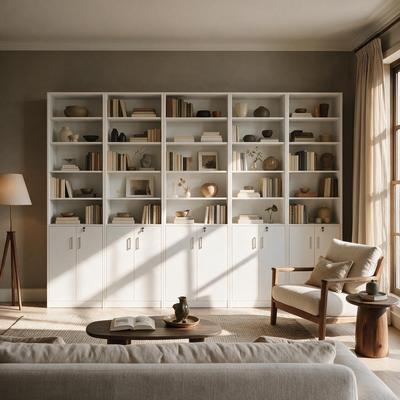 FUFU&GAGA "26.7"" & 133.5"" Display Bookcase with Locking Cabinet,Home Office Tall Storage Bookshelf Wall Unit"