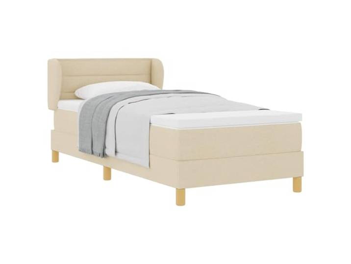 KKgypkn Boxspringbett Creme 100 x 200 cm Stoff mit verstellbarem Kopfteil und Taschenfederkernmatratze