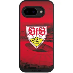 Nivocase Handyhülle für Google Pixel 9a Hülle NIVOpure Case Schwarz Offizielles Lizenzprodukt Stadion VfB (Google Pixel 9a), Smartphone Hülle, Schwarz