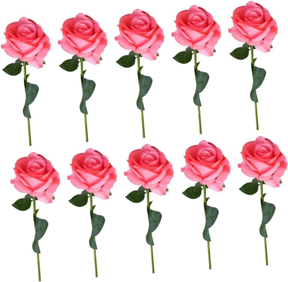 Levensecht Kunstzijden Rozen Boeket voor Huisdecoratie - Roze - 51 cm