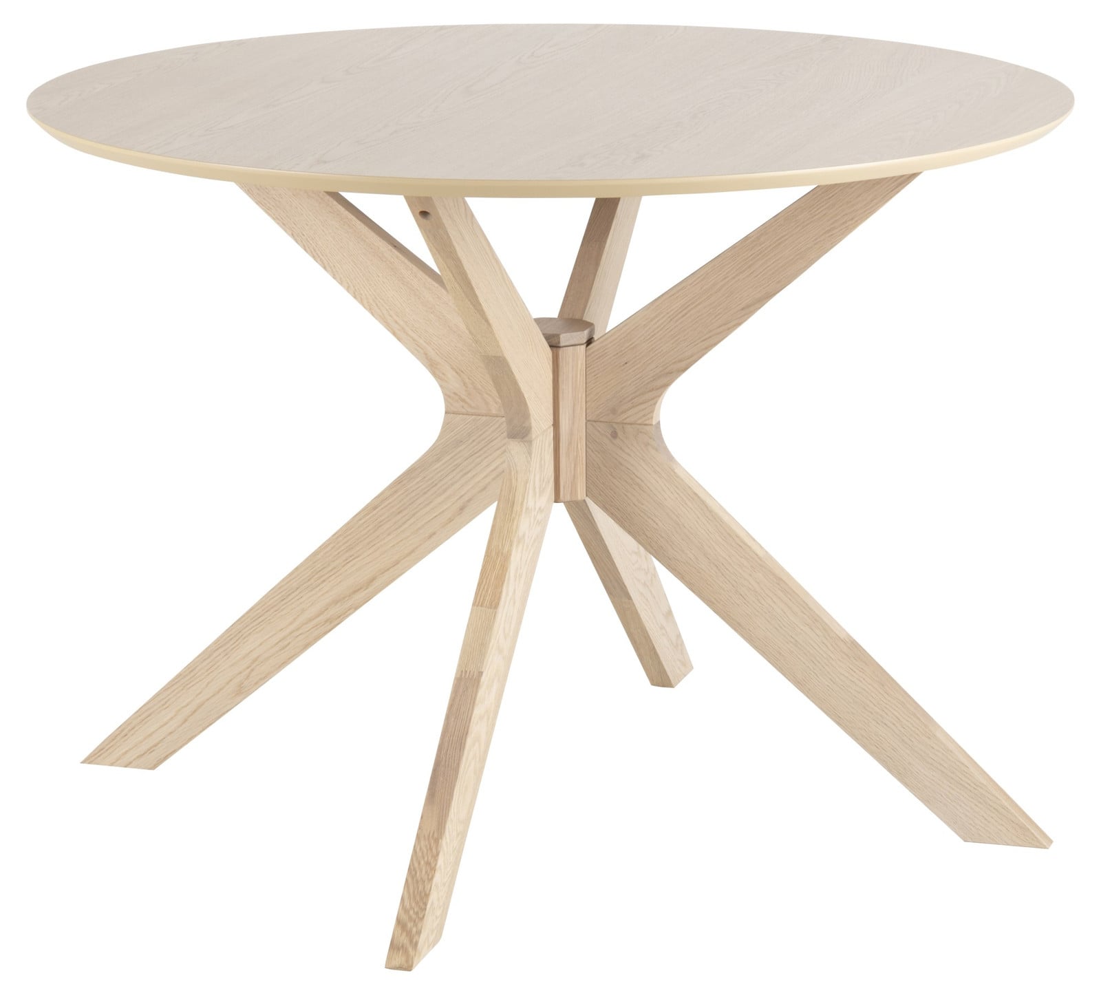 Duffy ronde eettafel met eiken fineer en massief eikenhouten poten, Ø105 cm