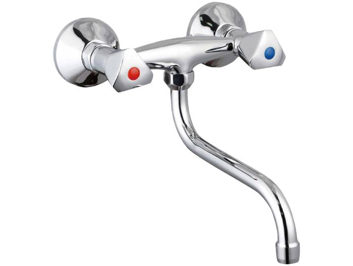 Spültischarmatur SCHÜTTE CESTI , silber (chrom), B:15cm H:15,8cm, Messing, Armaturen, Spültischarmatur, schwenkbarer Wasserhahn für Wandmontage, Spültischarmatur in Chrom