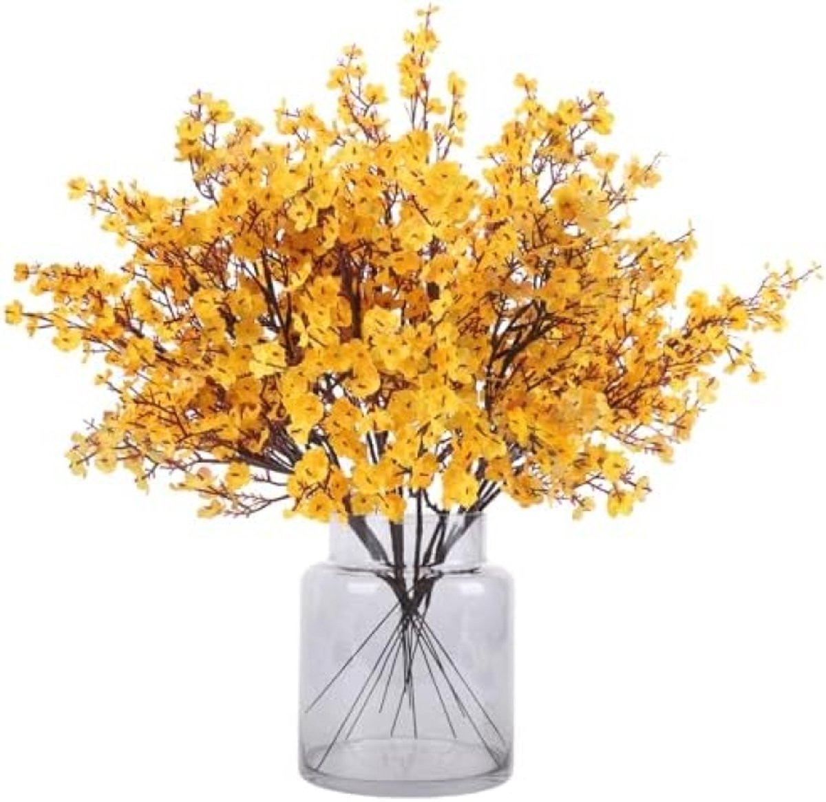 PromoHome Set van 12 stuks Gipskruid kunstbloemen - Geel