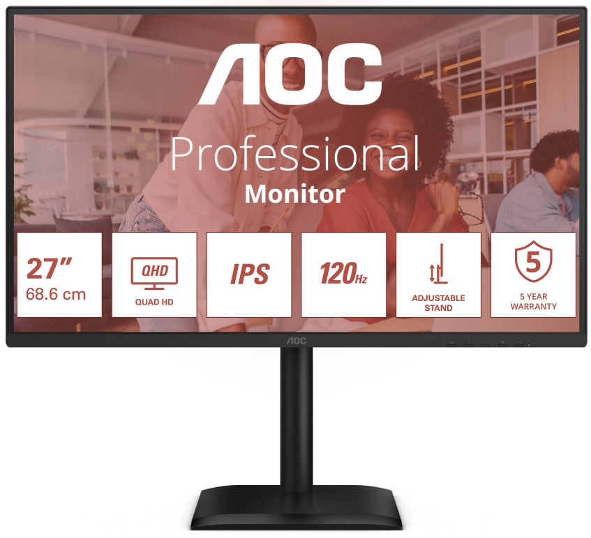 AOC Q27E4U 27 Zoll QHD IPS 16:9 120 Hz Office Monitor DP/HDMI/USB 4ms