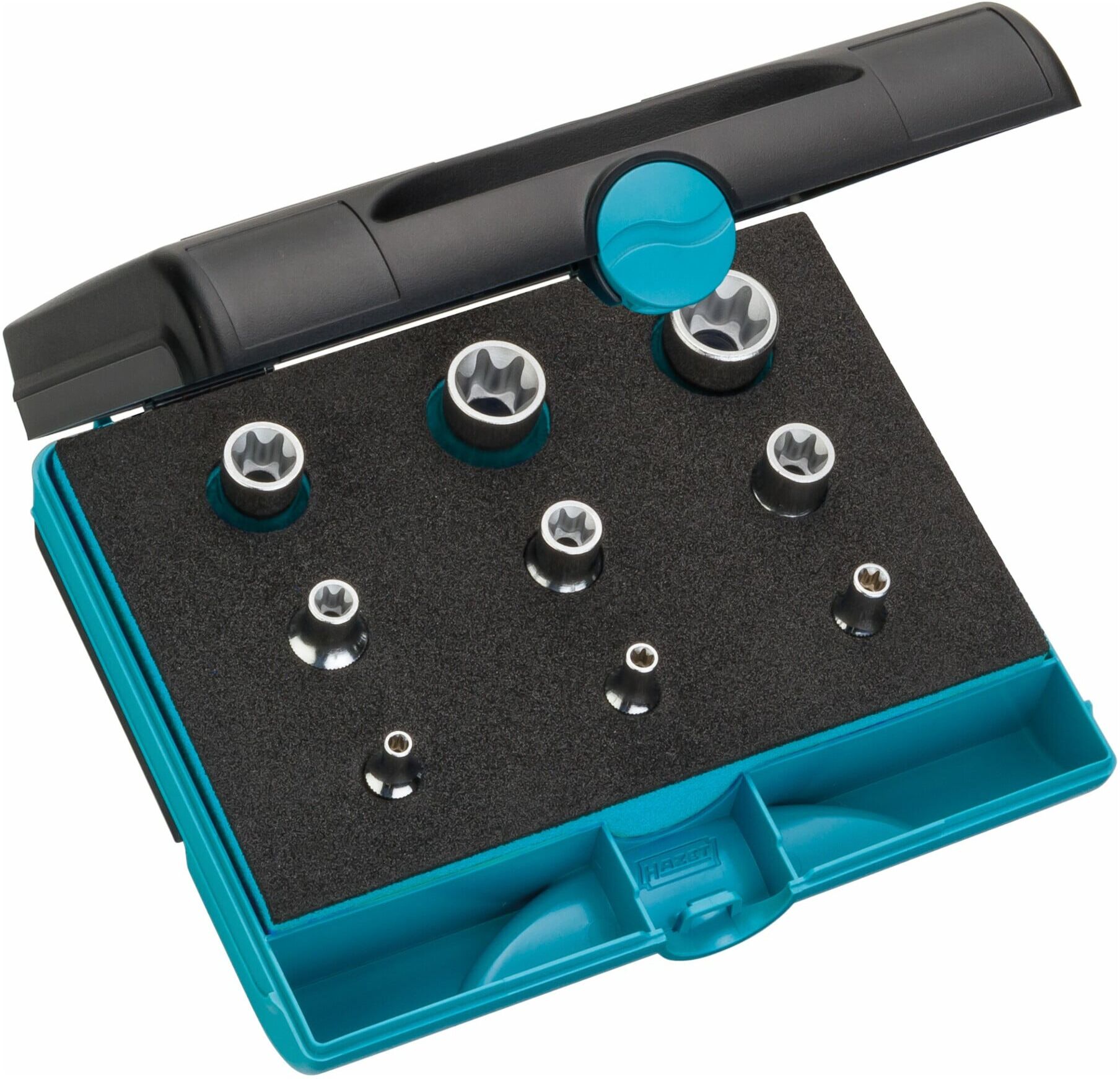 HAZET Werkzeug-Satz TX 1557/9 Vierkant hohl 6,3 mm (1/4 Zoll), Vierkant hohl 10 mm (3/8 Zoll), Vierkant hohl 12,5 mm (1/2 Zoll) Außen TX Profil Anzahl)