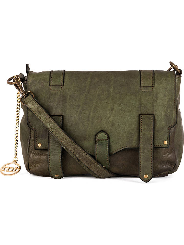 Mia Tomazzi Leder-Umhängetasche "Cinisello" in Dunkelgrün - (B)24 x (H)22 x (T)11 cm - onesize